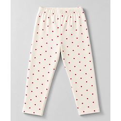 Babyhug Cotton Lycra Knit Full Length Leggings with Hearts & Text Print Pack of 3 - Pink Black & White