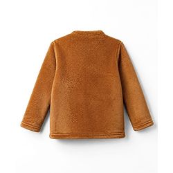Babyhug Velour Knit Full Sleeves T-Shirt & Pajama Winter Night Suit with Cosy Snuggles in Brown
