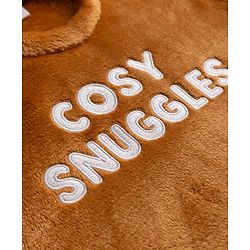 Babyhug Velour Knit Full Sleeves T-Shirt & Pajama Winter Night Suit with Cosy Snuggles in Brown