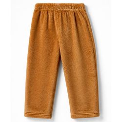 Babyhug Velour Knit Full Sleeves T-Shirt & Pajama Winter Night Suit with Cosy Snuggles in Brown