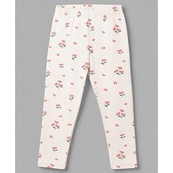Babyhug Cotton Lycra Knit Full Length Leggings With Polka Dot & Floral Print Pack of 3 - Red, White & Green