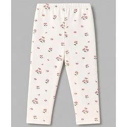 Babyhug Cotton Lycra Knit Full Length Leggings With Polka Dot & Floral Print Pack of 3 - Red, White & Green