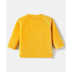 Babyhug Velour Knit Full Raglan Sleeves T-Shirt & Pajama Winter Night Suit with Fox Patch & Applique - Yellow