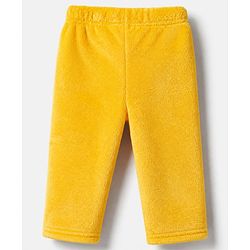 Babyhug Velour Knit Full Raglan Sleeves T-Shirt & Pajama Winter Night Suit with Fox Patch & Applique - Yellow