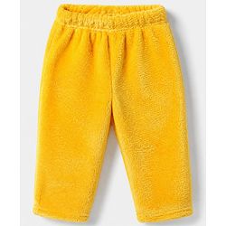 Babyhug Velour Knit Full Raglan Sleeves T-Shirt & Pajama Winter Night Suit with Fox Patch & Applique - Yellow