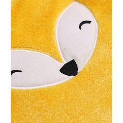 Babyhug Velour Knit Full Raglan Sleeves T-Shirt & Pajama Winter Night Suit with Fox Patch & Applique - Yellow