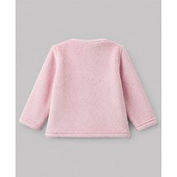 Babyhug Velour Knit Full Sleeves T-Shirt & Pajama Winter Night Suit with Bear Patch in Pink