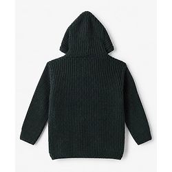 Babyhug Knit Hooded Sweater with Full Sleeves in Olive Green