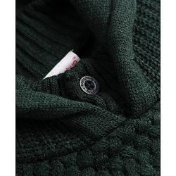 Babyhug Knit Hooded Sweater with Full Sleeves in Olive Green