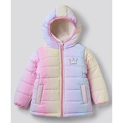 Babyhug Woven Hoodies with Full Sleeves and Crown Sequins in Pink