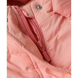 Babyhug Woven Front Open Padded Quilted Hooded Winter Jacket with Full Sleeves - Pink