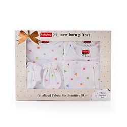 Babyhug 100% Cotton Sterilized Newborn Starter Gift set Pack of 9 - White