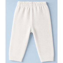 Babyhug Knit Full Sleeves Striped Sweater Set - White