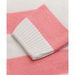 Babyhug Knit Full Sleeves Striped Sweater Set - White