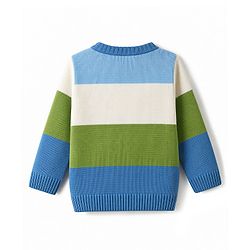 Babyhug Knit Full Sleeves Striped Sweater Set - Blue