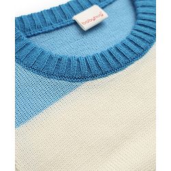 Babyhug Knit Full Sleeves Striped Sweater Set - Blue