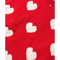 Babyhug Knit Full Sleeves Heart Printed Sweater Set- Red