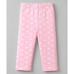 Babyhug Cotton Lycra Knit Full Length Leggings With Floral Print & Polka Dots Pack Of 3 - Black Pink & White