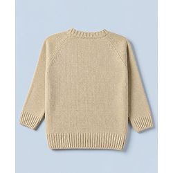 Babyhug Knit Full Sleeves Sweater and Pant with Bear 3D Applique in Beige for 0-3 Months