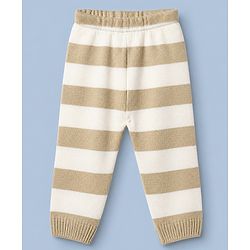Babyhug Knit Full Sleeves Sweater and Pant with Bear 3D Applique in Beige for 0-3 Months