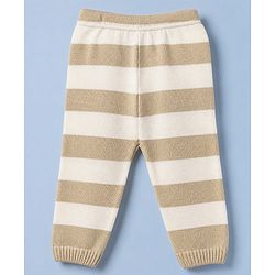 Babyhug Knit Full Sleeves Sweater and Pant with Bear 3D Applique in Beige for 0-3 Months