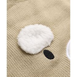 Babyhug Knit Full Sleeves Sweater and Pant with Bear 3D Applique in Beige for 0-3 Months