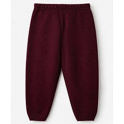 Babyhug Knit Full Sleeves Sweater Set with Full Length and Hearts Design in Wine