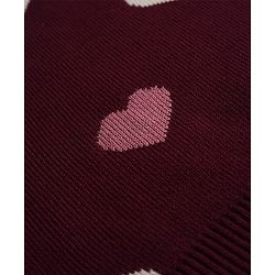 Babyhug Knit Full Sleeves Sweater Set with Full Length and Hearts Design in Wine