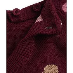 Babyhug Knit Full Sleeves Sweater Set with Full Length and Hearts Design in Wine