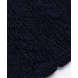 Babyhug Knit Full Sleeves Woolen Dress with Frill Details & Bow Applique - Navy Blue