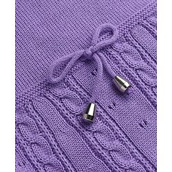 Babyhug Sweater-knit Full Sleeves Woolen Dress with Frill Details and Bow Applique - Lavender