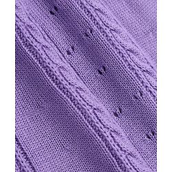 Babyhug Sweater-knit Full Sleeves Woolen Dress with Frill Details and Bow Applique - Lavender