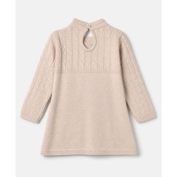 Babyhug Cable Knit Solid Full Sleeves Woolen Dress - Beige