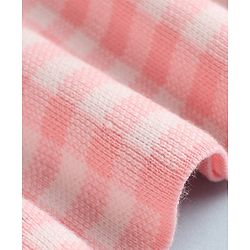 Babyhug Sweater-knit Full Sleeves Checks Woolen Dress with Bow Applique & Frill Detailing - Pink