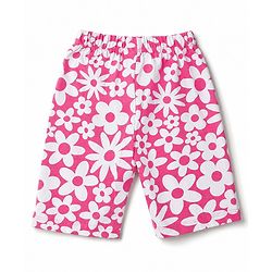 Babyhug 100% Cotton Knit Half Sleeves Co-Ords T-Shirt & Capri Night Suit with Floral Print - Pink