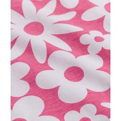 Babyhug 100% Cotton Knit Half Sleeves Co-Ords T-Shirt & Capri Night Suit with Floral Print - Pink
