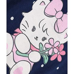 Babyhug 100% Cotton Knit Half Sleeves Nighty With Kitty & Polka Dots Print - Navy Blue