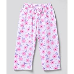 Babyhug 100% Cotton Knit Full Sleeves Co-Ords T-Shirt & Pyjama Night Suit with Floral Print - White & Pink