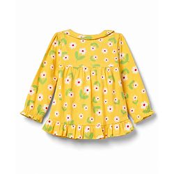 Babyhug 100% Cotton Knit Full Sleeves Co-Ords T-Shirt & Pyjama Night Suit with Floral Print - Yellow