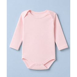 Babyhug 100% Cotton Interlock Knit Solid Onesies with Full Sleeves Pack of 3 - Peach, Pink & White