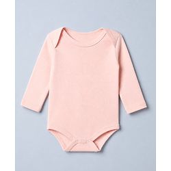 Babyhug 100% Cotton Interlock Knit Solid Onesies with Full Sleeves Pack of 3 - Peach, Pink & White