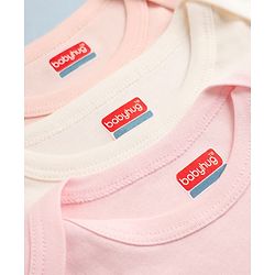 Babyhug 100% Cotton Interlock Knit Solid Onesies with Full Sleeves Pack of 3 - Peach, Pink & White