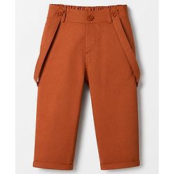 Babyhug 100% Cotton Woven Full Sleeves Checked Shirt and Pant Set - Brown