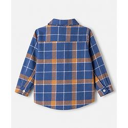 Babyhug 100% Cotton Woven Full Sleeves Checked Shirt and Pant Set - Brown
