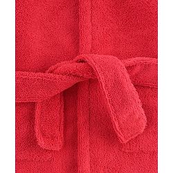 Babyhug Velour Microfiber Knit Full Sleeves Hooded Bath Robe With Bear Embroidery & Ear Applique - Red