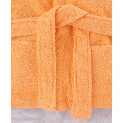 Babyhug Microfiber Knit Full Sleeves Hooded Bath Robe With Giraffe Embroidery & Ear Applique - Orange