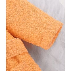Babyhug Microfiber Knit Full Sleeves Hooded Bath Robe With Giraffe Embroidery & Ear Applique - Orange