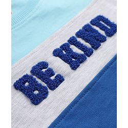 Babyhug 100% Cotton Terry Knit Full Sleeves T-Shirt & Joggers Set With Text Print - Blue