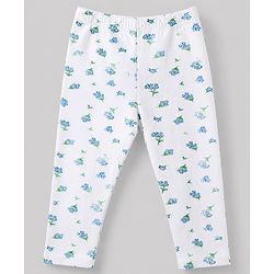 Babyhug Cotton Terry Knit Full Length Leggings with Floral & Heart Print Pack of 3 - Pink Red & White