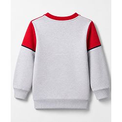 Babyhug 100% Cotton Knit Full Sleeves Text Embroidered & Printed T-Shirt & Jogger Set - Red & Grey